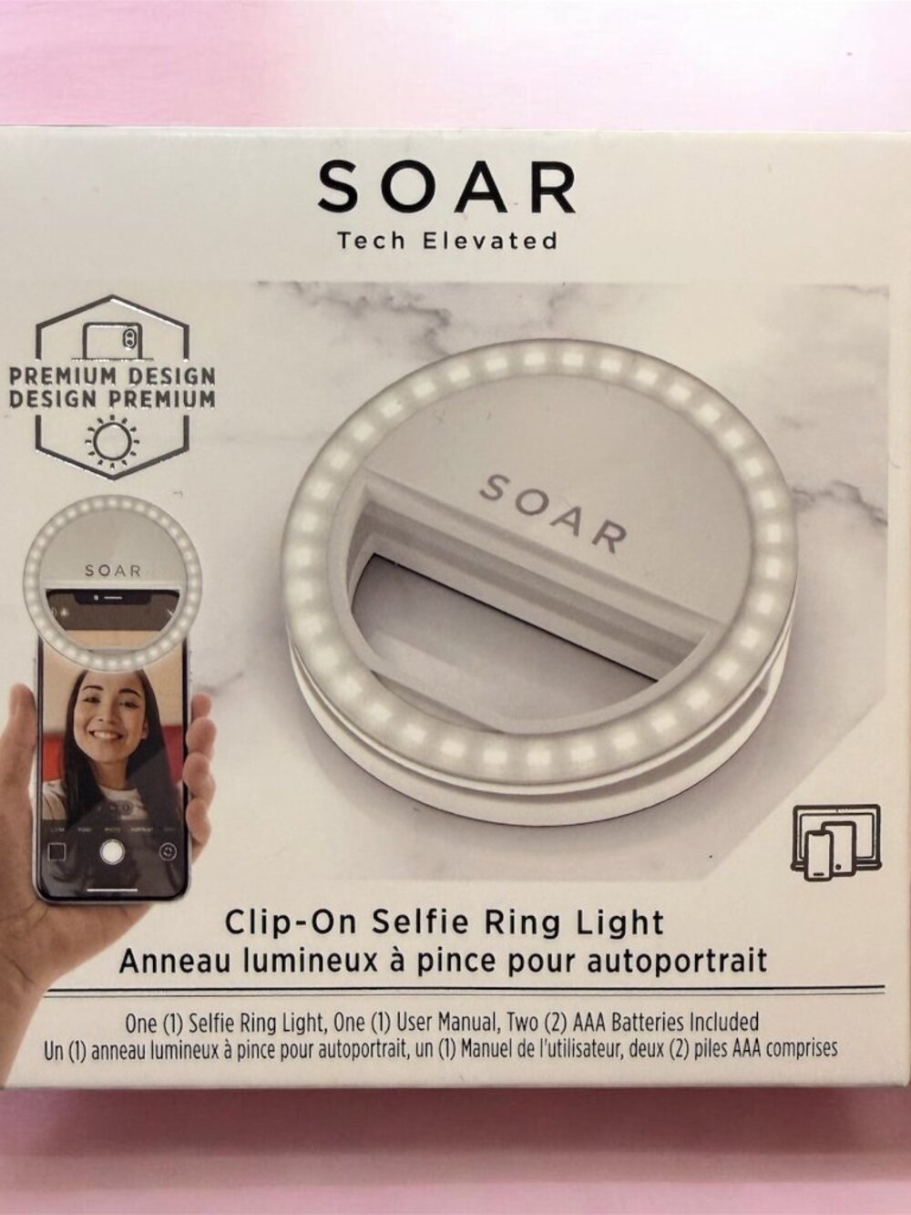 SOAR Clip-On Selfie Ring Light NWT